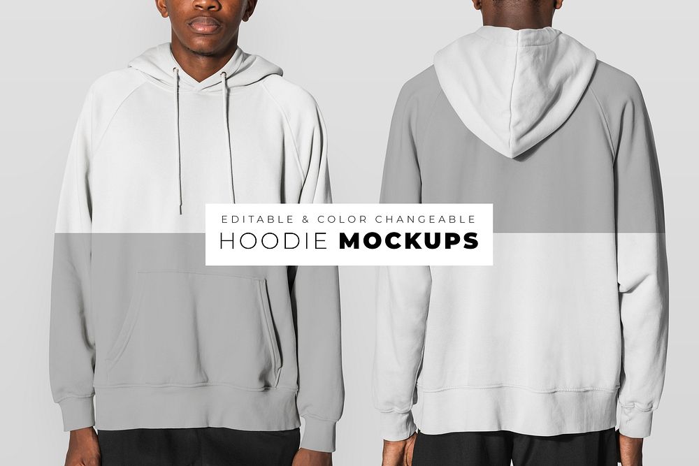 Editable hoodie mockup psd template for street fashion ad