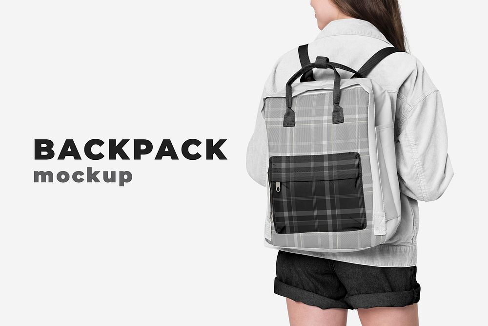 Editable student backpack mockup psd template back to school fashion ad