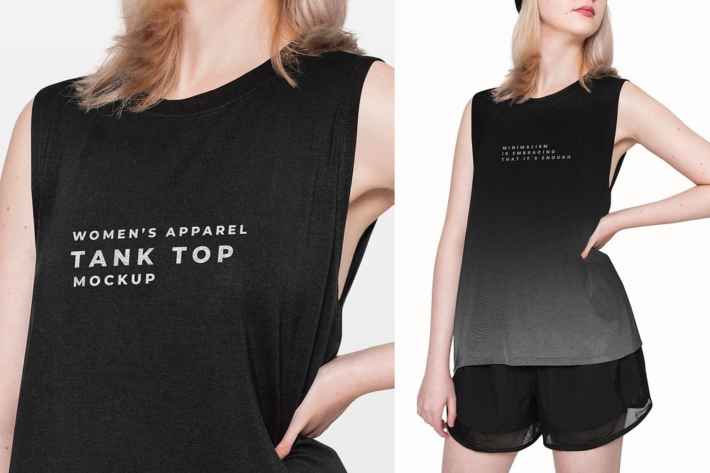 Black tank top psd mockup teen’s apparel studio shoot