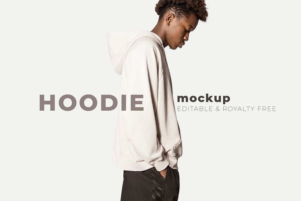 Editable hoodie mockup psd template for street fashion ad