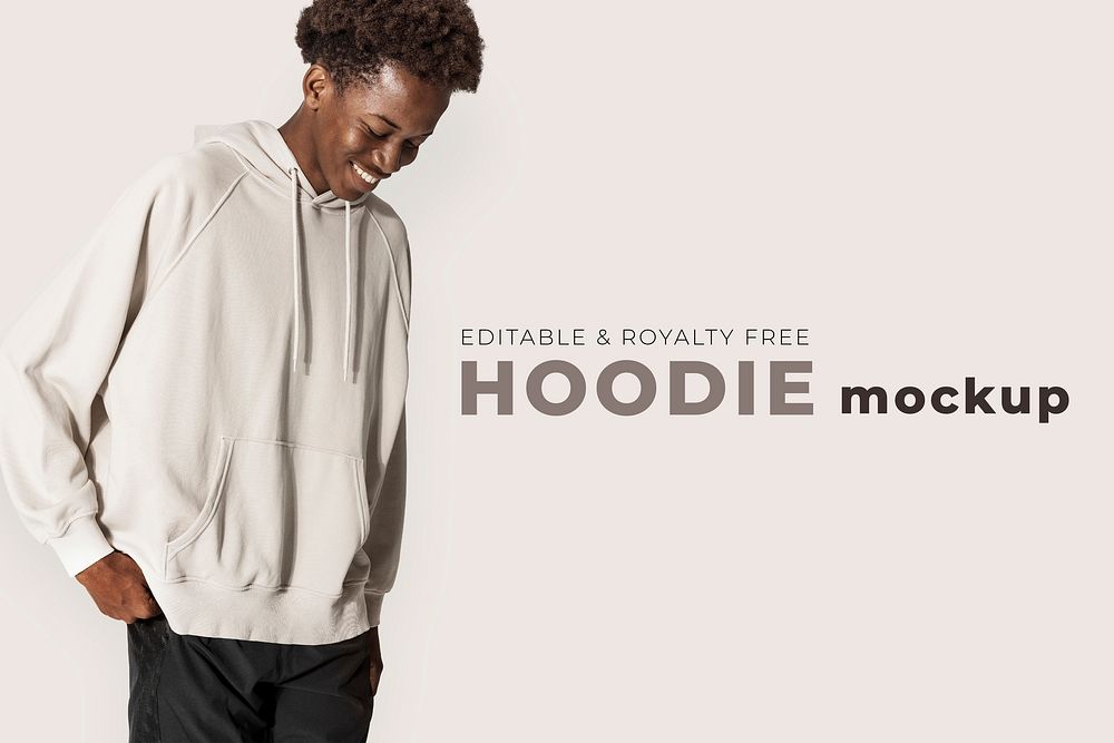 Editable hoodie mockup psd template for street fashion ad