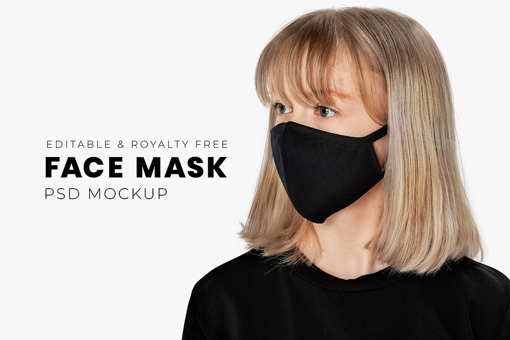 Editable face mask mockup psd template the new normal teenage/youth fashion ad