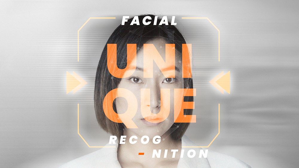 Futuristic technology editable template psd facial recognition