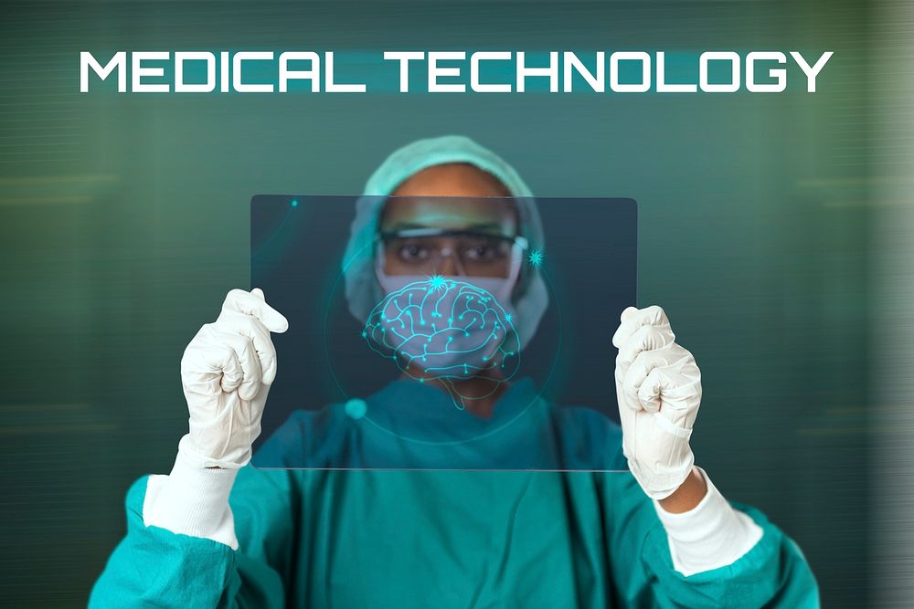 Transparent tablet screen mockup psd medical technology