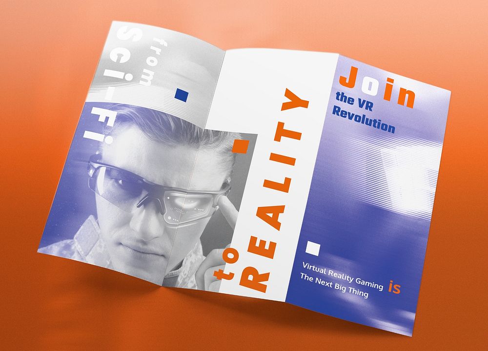 VR gaming tri-fold brochure ads psd gaming technology