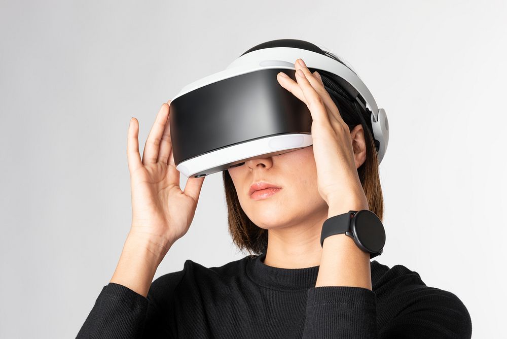 Woman with virtual reality headsets