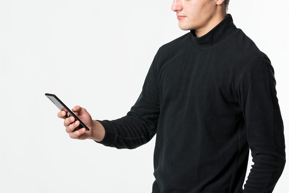 Businessman using futuristic smartphone technology