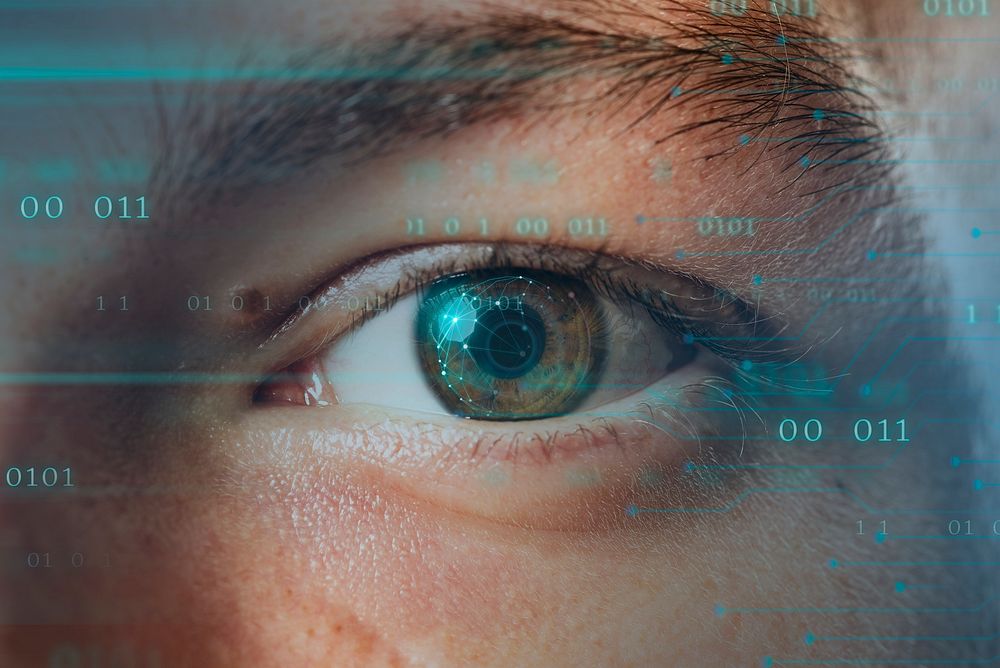 Biometric retina eye scan mockup psd identification technology