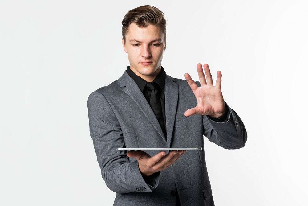 Businessman using  tablet smart technology