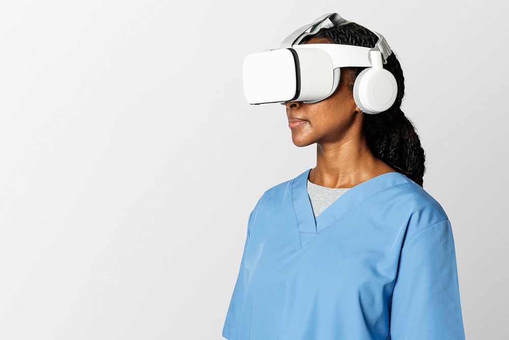 Doctor in VR glasses with medical uniform