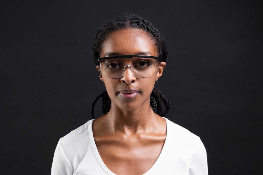 African American woman wearing transparent glasses