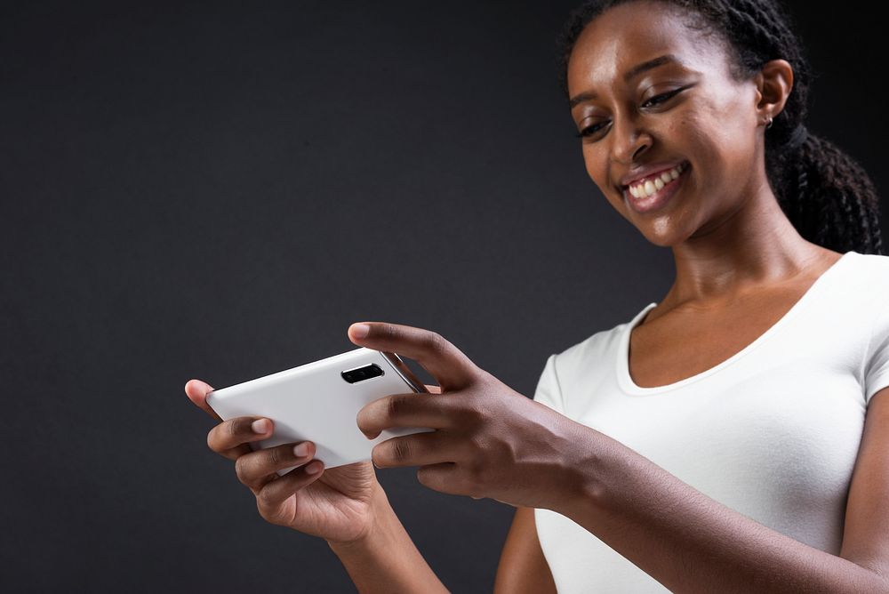 African American woman using smartphone