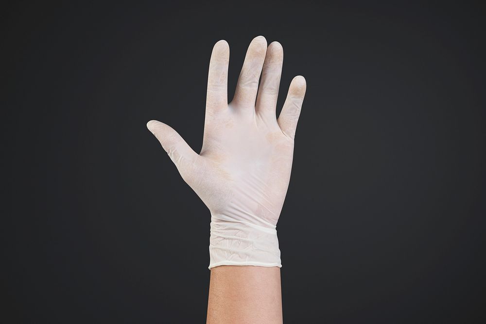 Medical gloves human hands using invisible screen