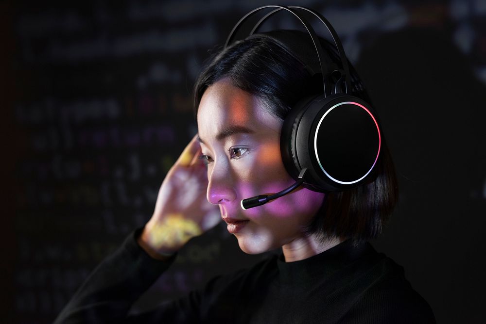 Female hacker cracking the binary code