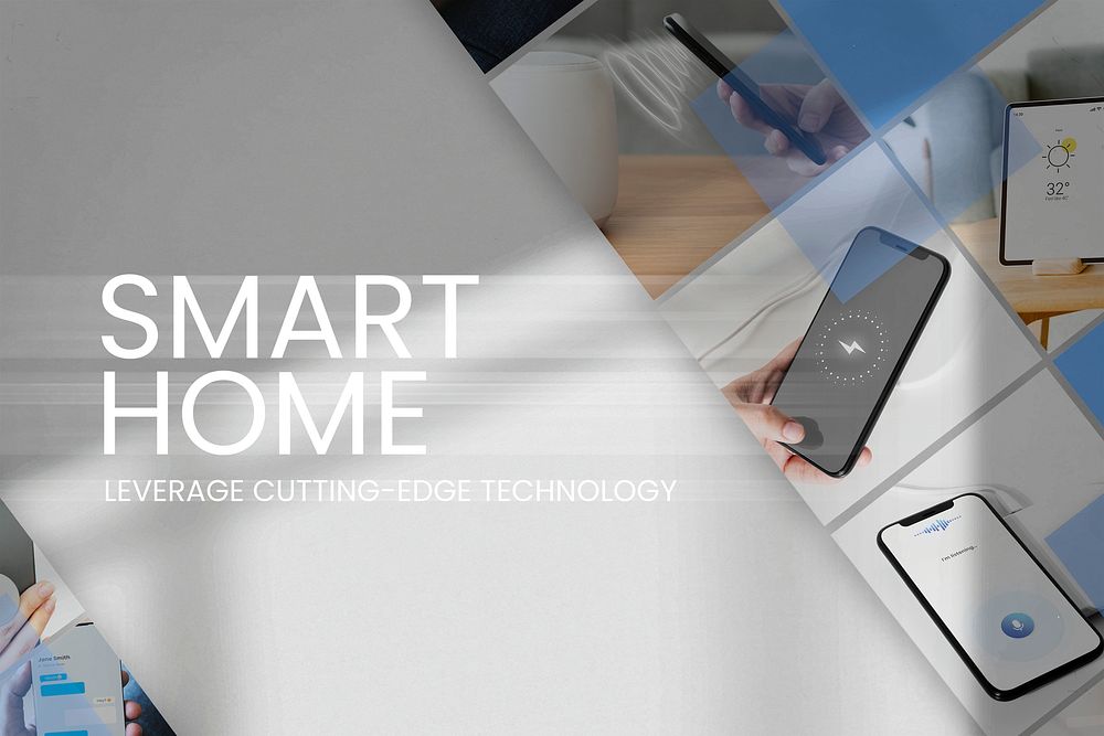 Smart home psd devices border shadow background