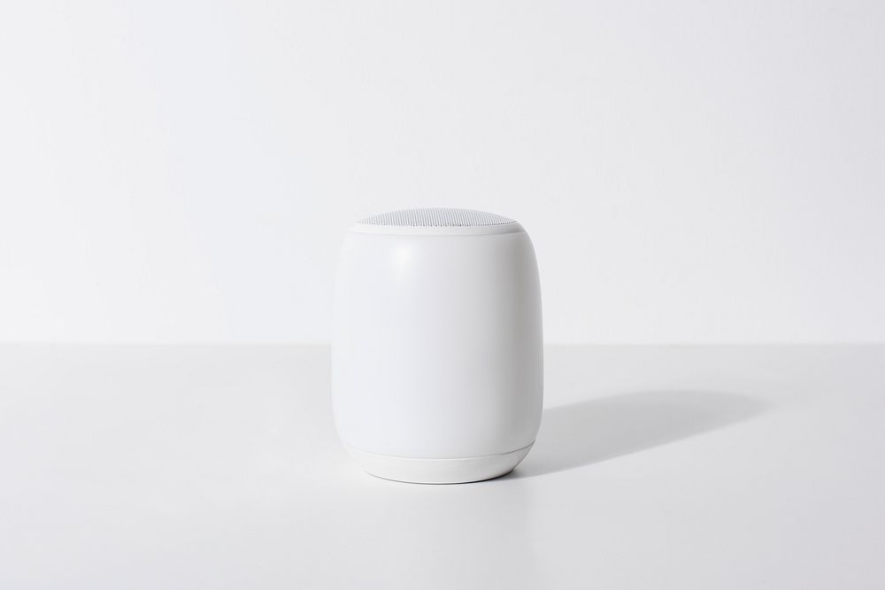 White smart speaker voice assistant digital technology