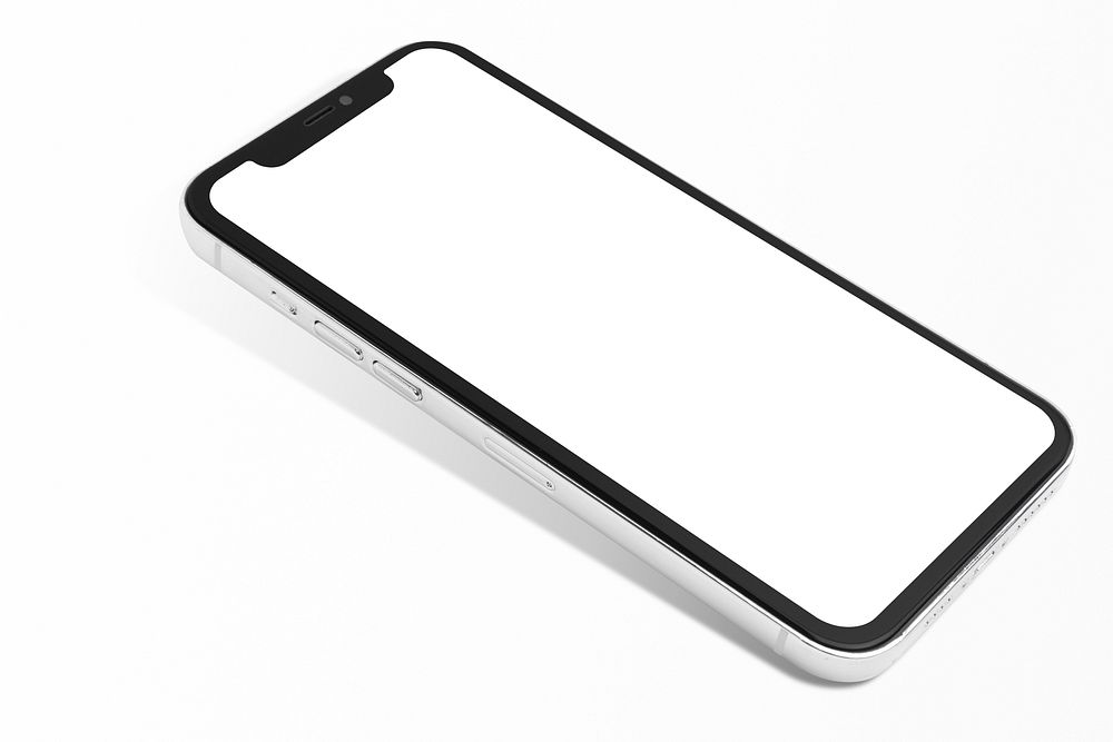 Silver Apple iPhone 12 Pro Max psd phone front view mockup. NOVEMBER 12, 2020 - BANGKOK, THAILAND