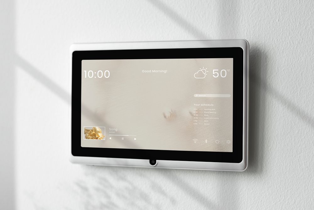 Smart home screen panel monitor on a wall
