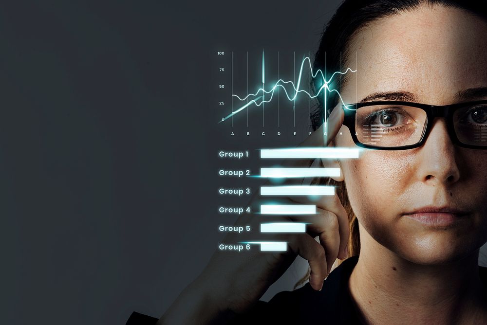 Woman with smart glasses mockup psd futuristic technology