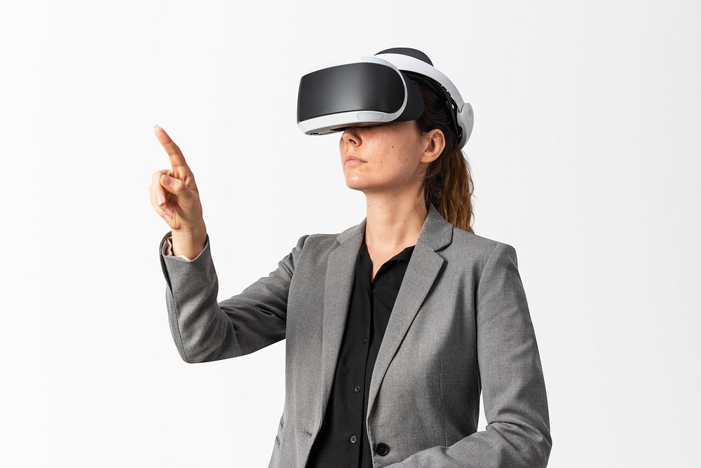 Business woman with VR headset
