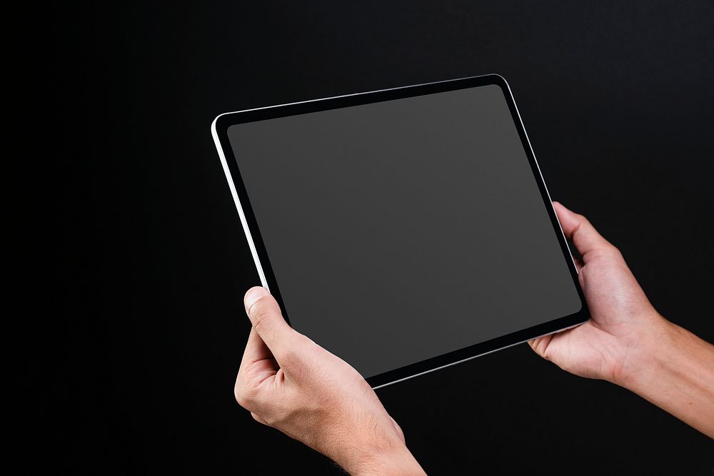 Digital tablet screen mockup psd with hand