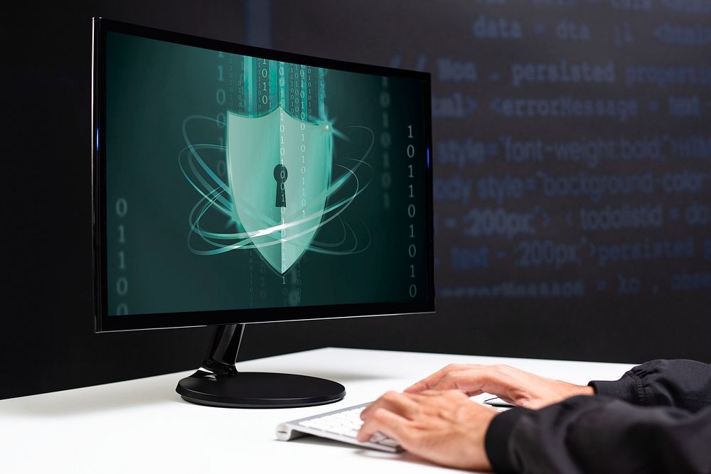 Cyber security system screen mockup psd digital technology