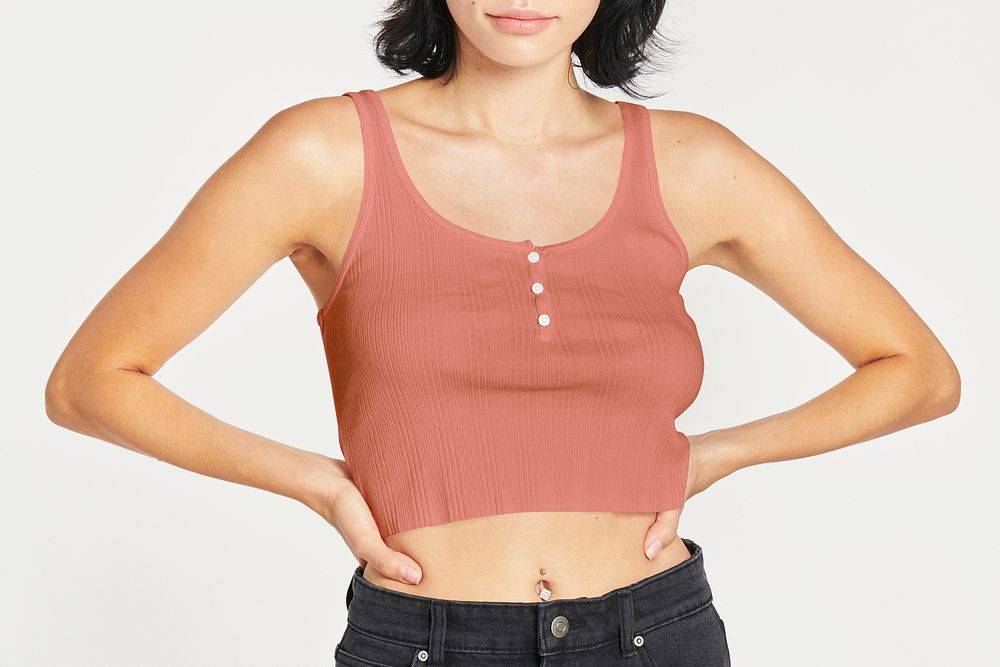 Women's pink crop tank top mockup