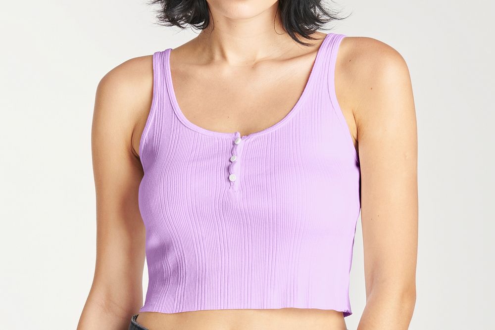 Woman in a lilac crop tank top 