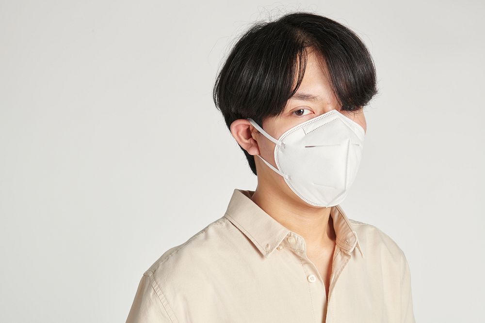 Asian man in a face mask mockup
