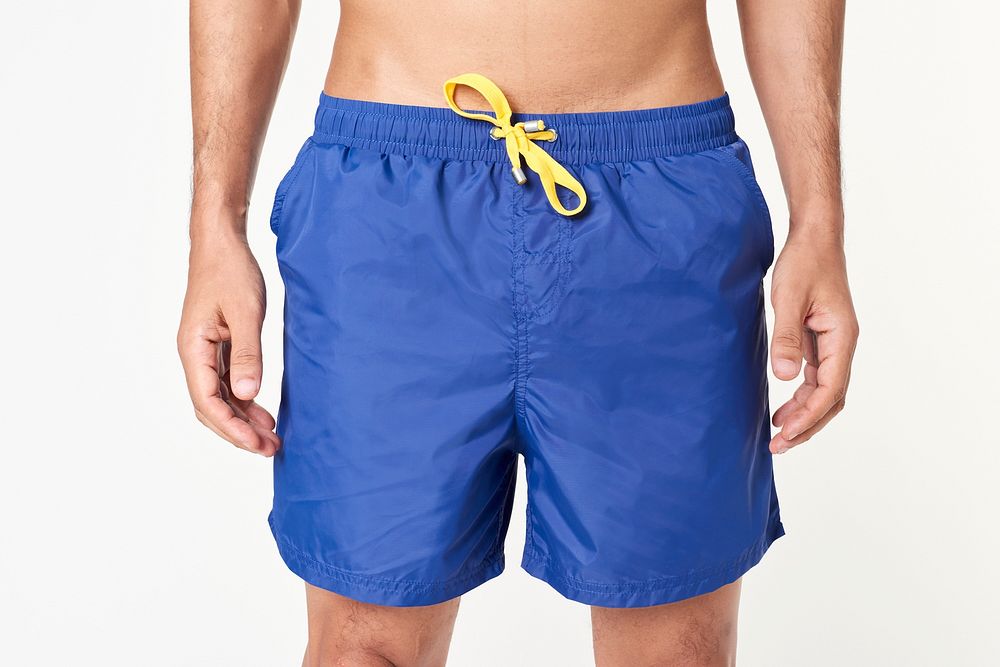 Men's swimming shorts mockup blue boardshorts 