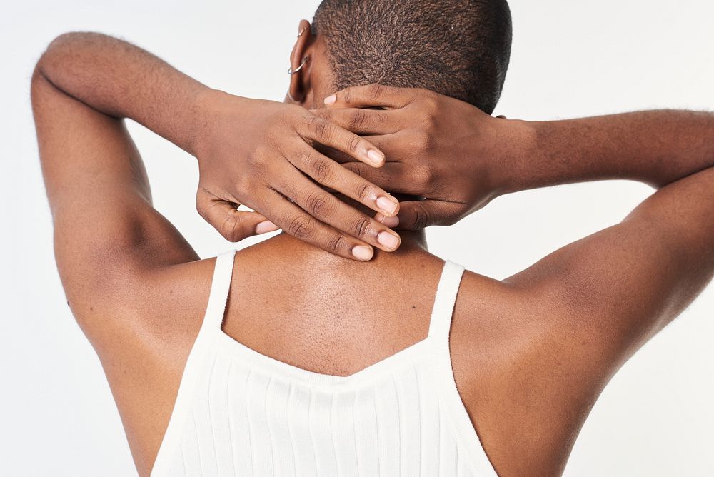 Women's white tank top rear view 