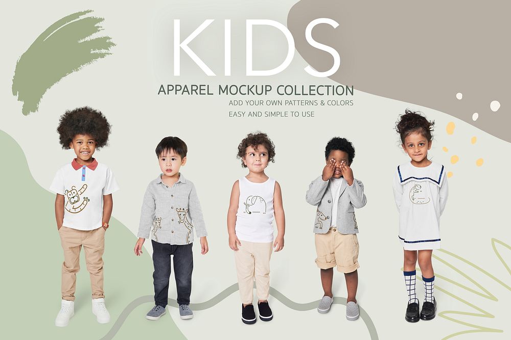 Kid's outfits psd mockup collection banner