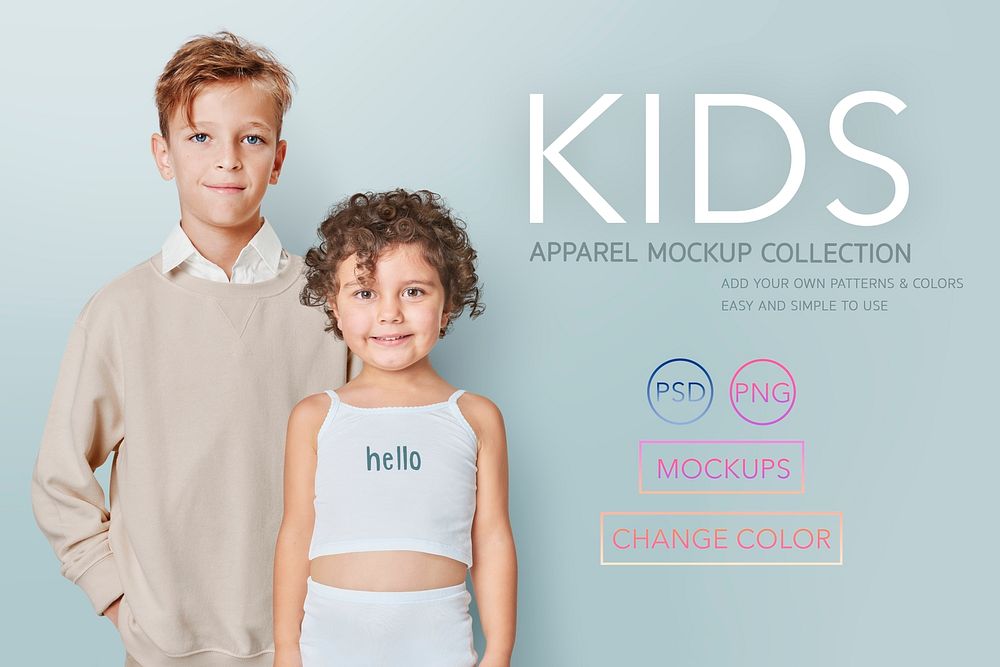 Kid's casual oufits mockup psd banner