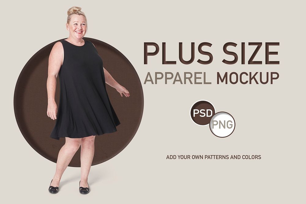 Psd plus size women's black dress advertisement template