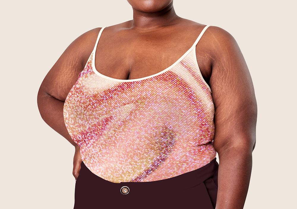 Woman's pink tank top plus size fashion psd mockup