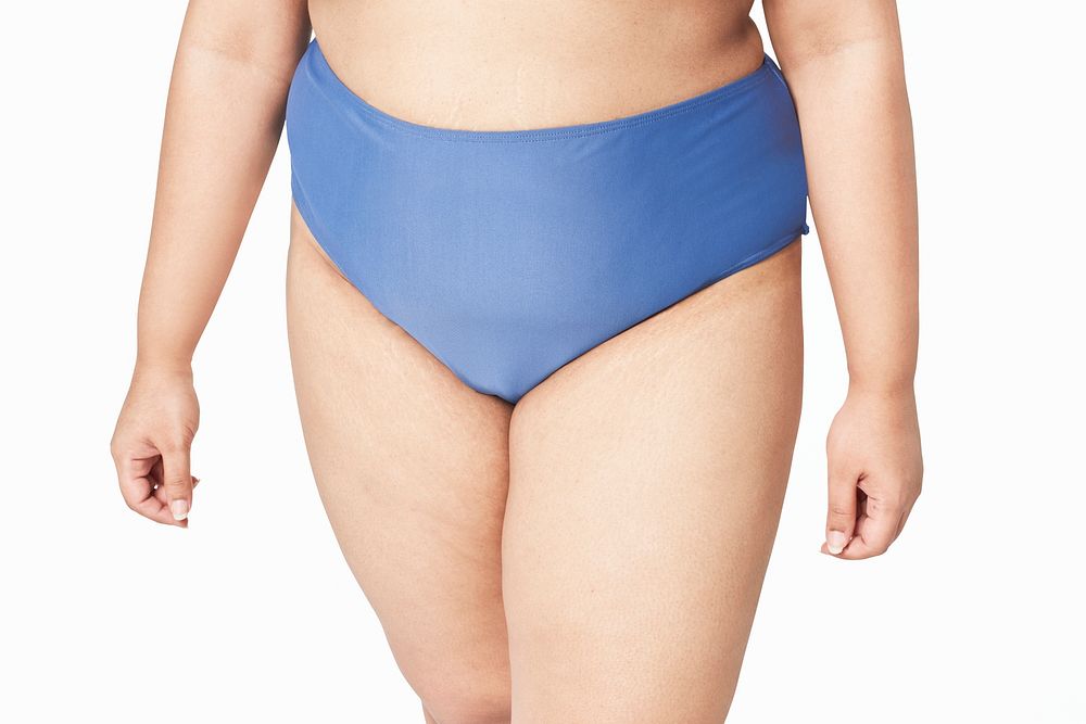 Psd body positivity curvy woman blue underwear mockup