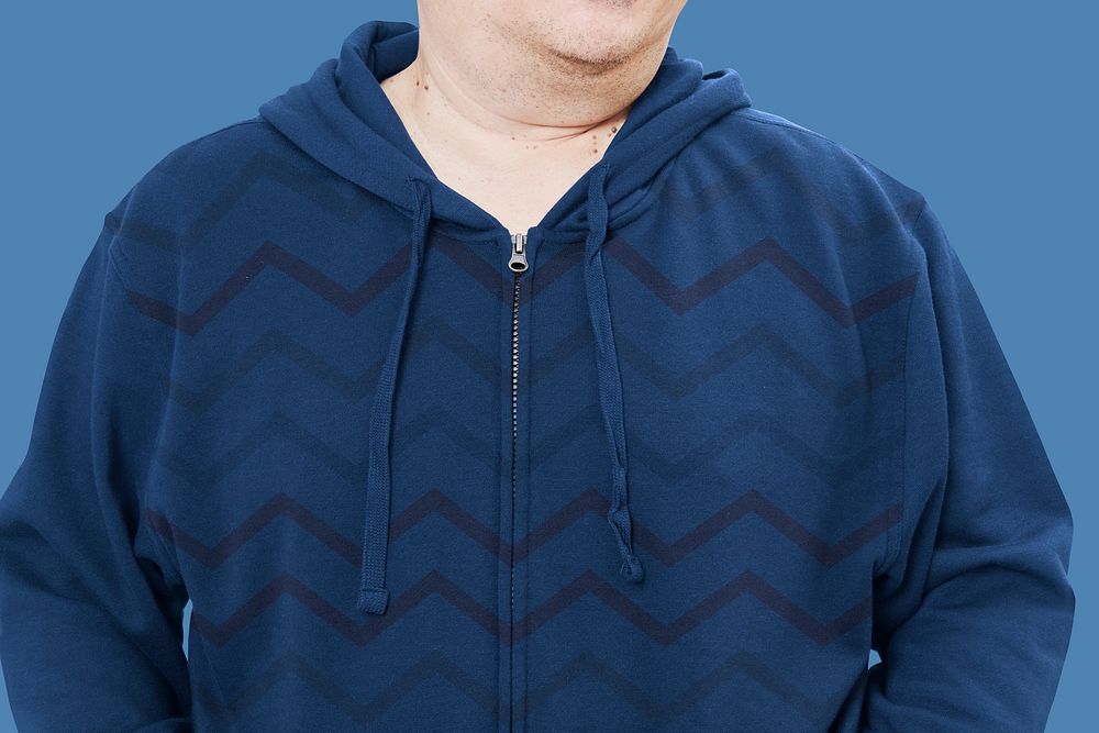 Men's blue hoodie mockup fashion shoot in studio