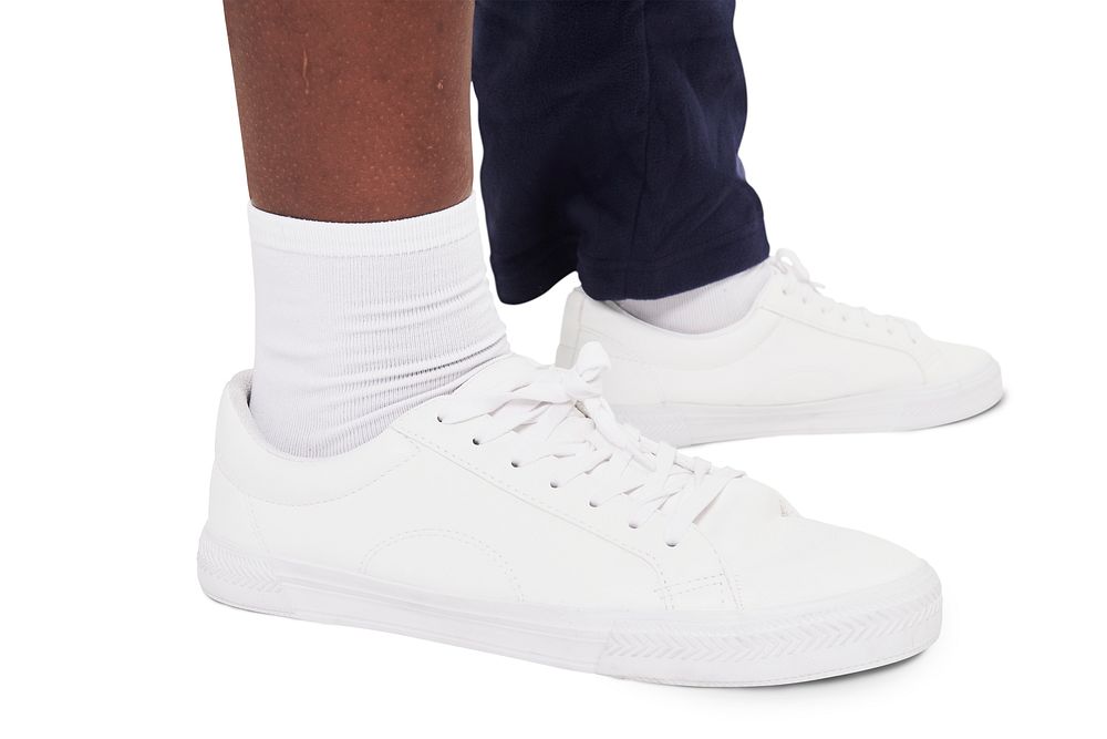 White sneakers shoes psd mockup men's fashion