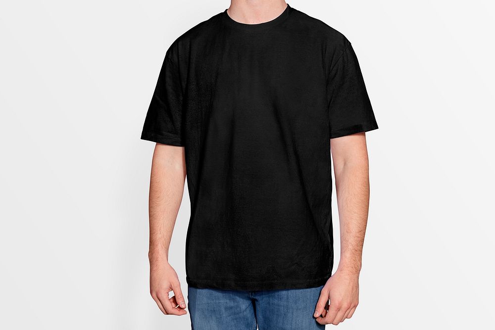 Black T Shirt mockup, men's Premium PSD Mockup rawpixel