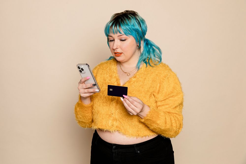 Woman using mobile banking app