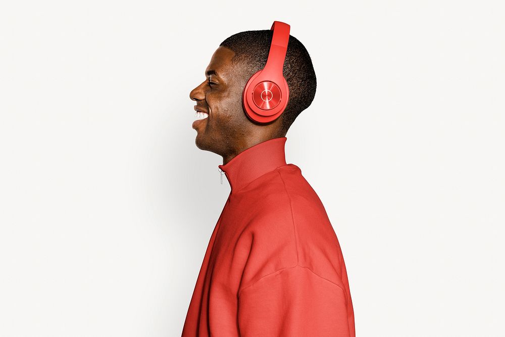 Man listening to music in headphones