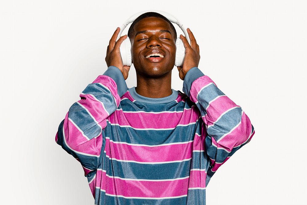 Man listening to music in headphones