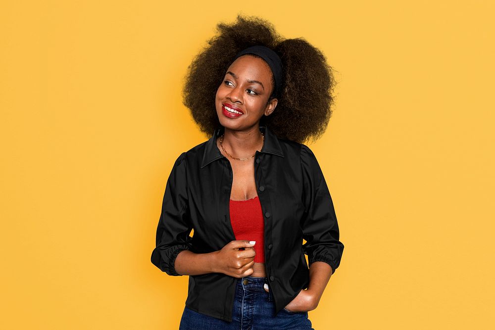 Shirt jacket mockup, cool women's fashion psd