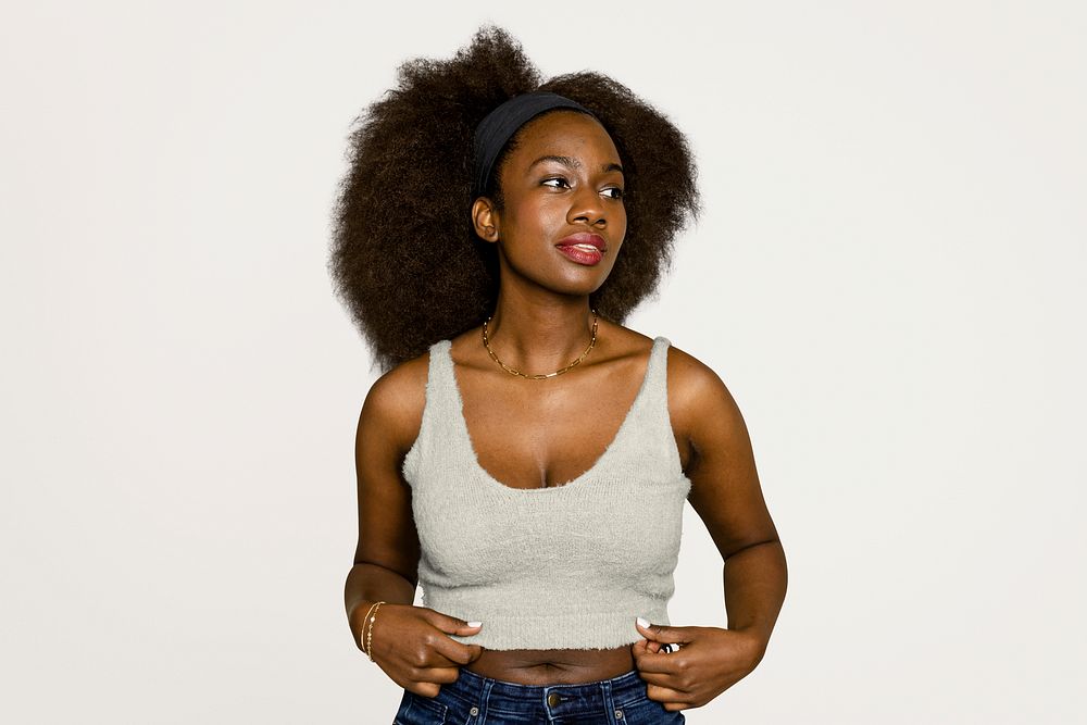Beautiful black woman wearing tank top 
