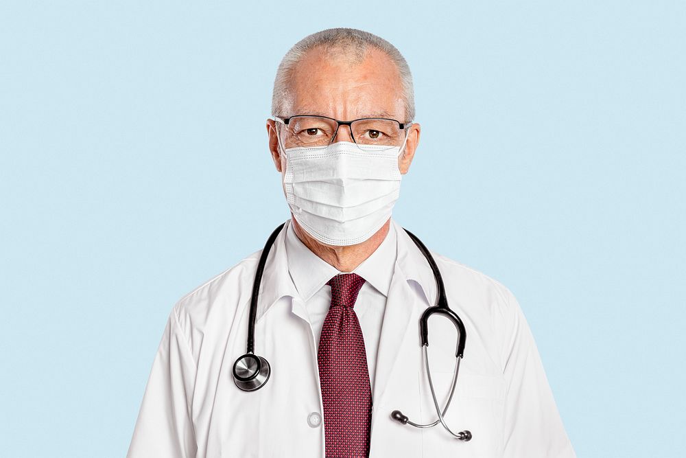 Male doctor with a face mask portrait