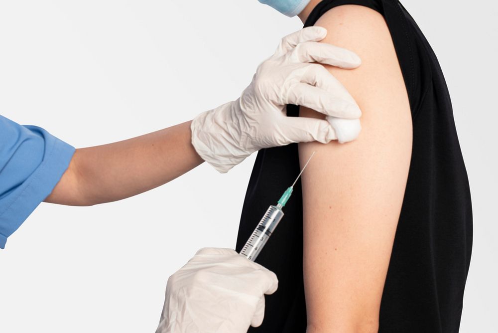 Patient having a vaccination closeup