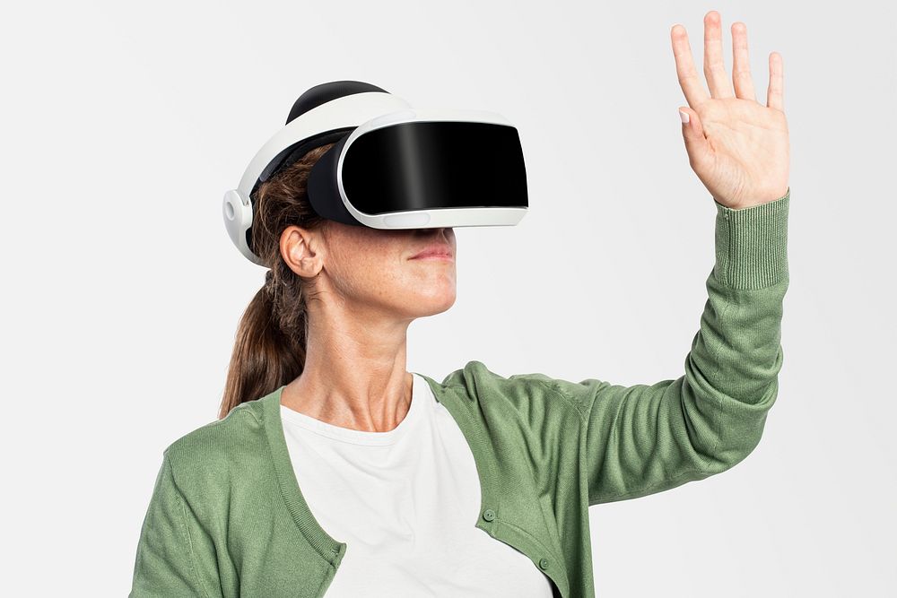 Woman experiencing VR entertainment technology