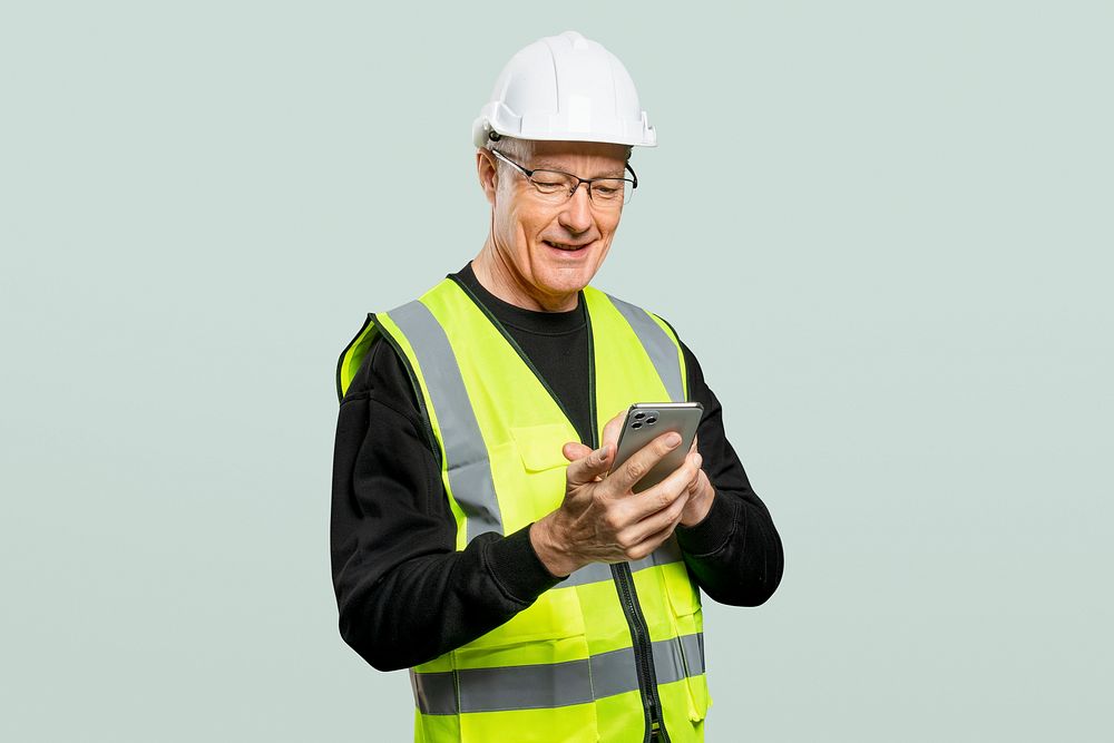 Male engineer working on a phone