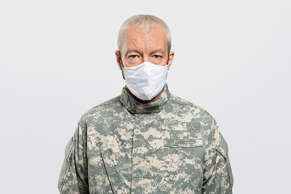 Male soldier wearing a face mask in the new normal