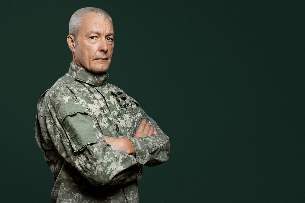 Male soldier mockup psd in a uniform portrait